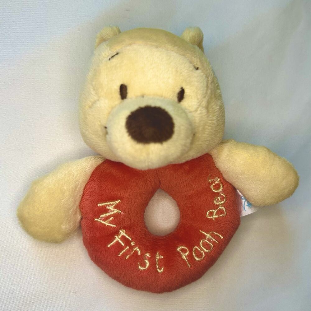 Disney Baby My First POOH Bear Soft Plush Rattle 5" Winnie The Pooh